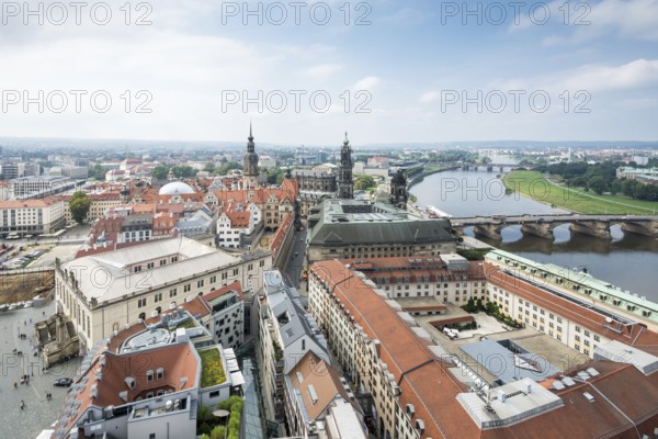The cityscape of Dresden (Saxony) and the river Elbe