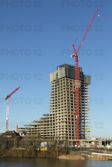 Elbtower construction project halted due to insolvency, construction site of the unfinished skyscraper in Hafencity, Hamburg, Germany, Europe