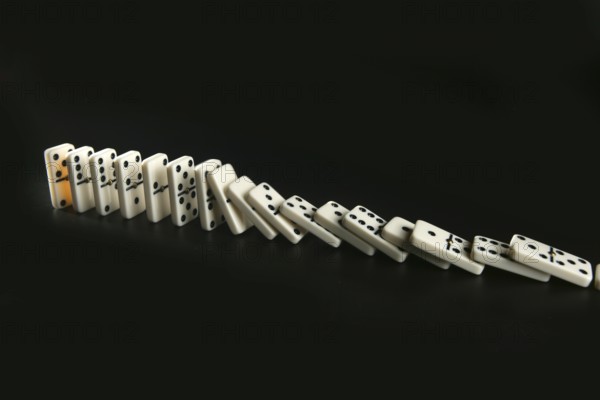 Domino game business metaphor of choosing the right way