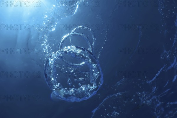 Bubble Rings Underwater Ascends Towards The Sun