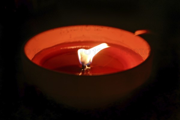 Light on the grave at night