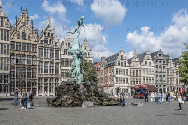 Antwerp, Belgium, July 28, 2016: The Grote Markt of Antwerp. It is located in the heart of the old city quarter, Europe