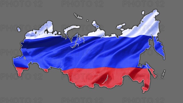 Overview map of Russia, designed with the national flag