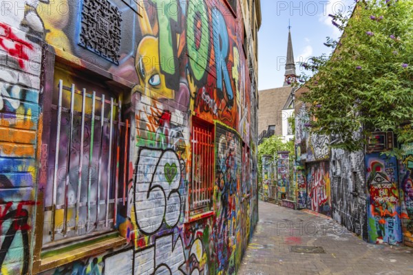 The graffiti alley in Ghent, Belgium, Europe