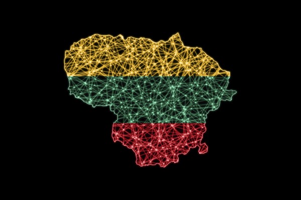 Map of Lithuania, Polygonal mesh line map, flag map