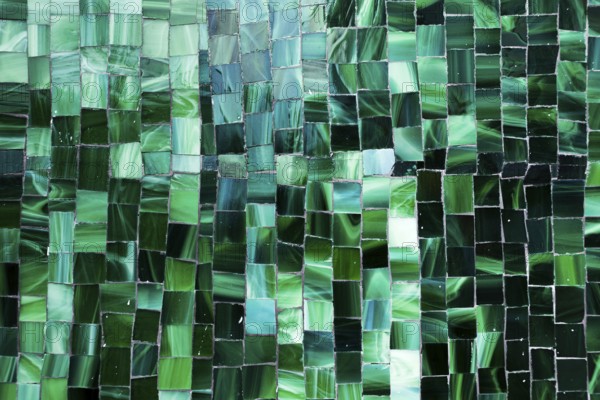 Gradient green mosaic bathroom tiles