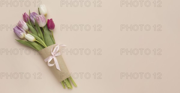 Photo Bouquet of tulips with copy space. Resolution and high quality beautiful photo
