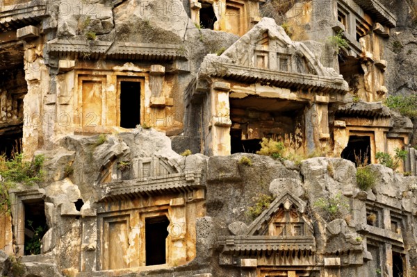 Pictures & images of the ancient Lycian rock cut tombs town of Myra, Anatolia, Turkey, Asia