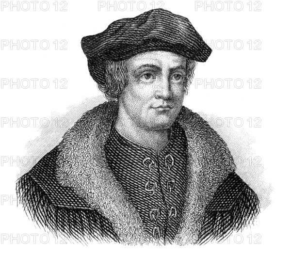 Portrait of Thomas Muentzer or Muenzer, around 1489 - 1525, a Protestant theologian and revolutionary, Portait von Thomas Müntzer oder Münzer, um 1489 - 1525, ein evangelischer Theologe und Revolutionär