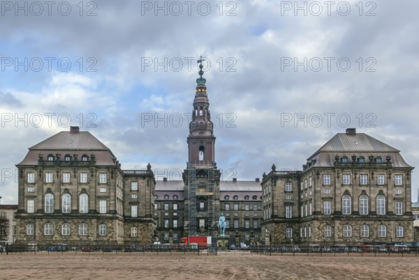 Christiansborg Palace in central Copenhagen, is the seat of the Danish Parliament, the Danish Prime Minister's Office and the Danish Supreme Court, Denmark, Europe