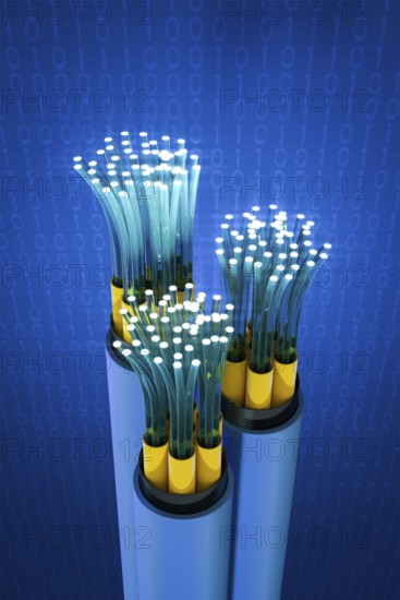 3d rendering of a fiber optic cable