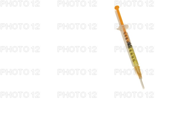 Syringe with vaccine isolated on white background and copy space