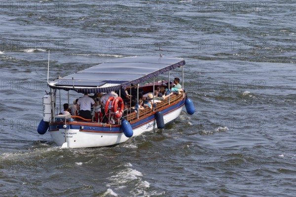 Sightseeing boat in the Old Port, Montreal, Province of Quebec, Canada, North America