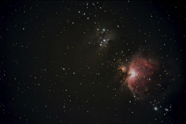 Long exposure of the Orion Nebula (M 42) in the winter sky