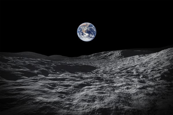 An image of a space view to our planet earth from moon