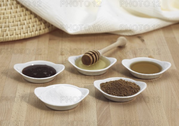 Fine Granulated Sugar, Brown Sugar, Maple Syrup, Treacle and Honey