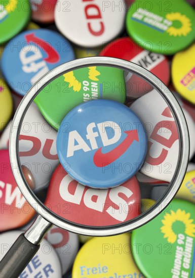 Symbolic image on the subject of AfD observation, AfD election campaign, AfD observation, etc. in portrait format
