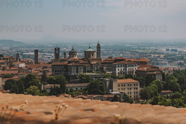 Close-up of the historic city centre, Bergamo, Italy, Europe