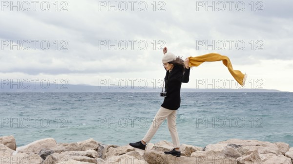 Young beautiful woman nature with camera 5