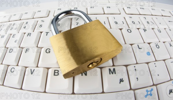 A padlock on a computer keyboard. Data security and protection, A padlock on a computer keyboard. Data security and protection. Austria