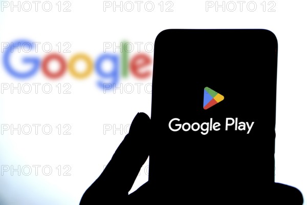 Google Play logo seen displayed on a smartphone.