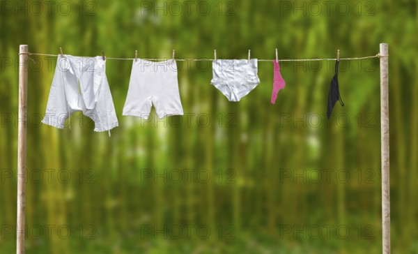 Clothesline with underwear from then and now