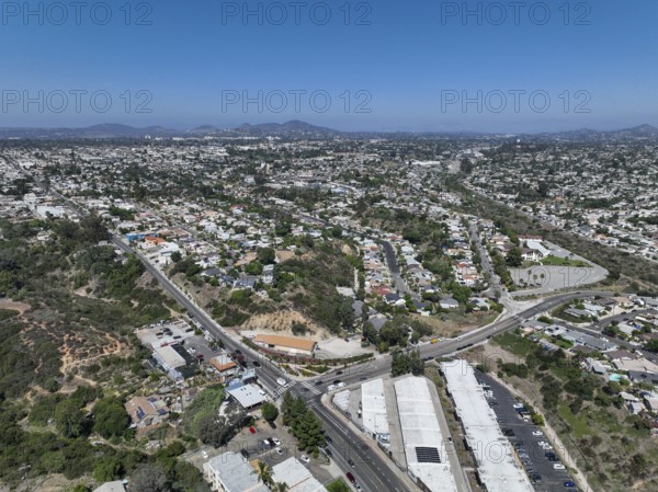 Aerial view of residential houses and condos in South San Diego neighborhood, California, USA, North America