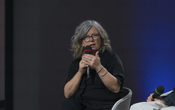 FRANKFURT AM MAIN, Germany, October 18 2023: Christina Clemm (*1967), on stage at the 75th Frankfurt Book Fair, Europe