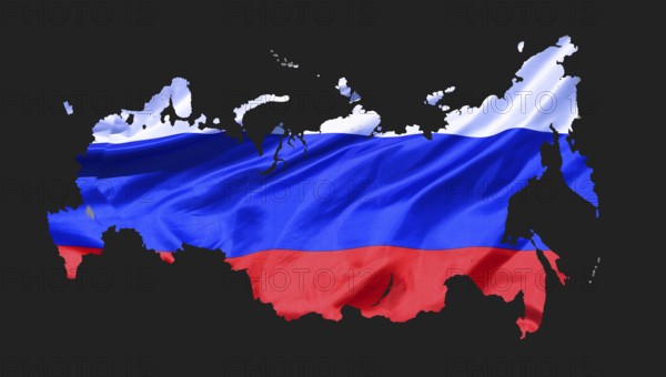 Overview map of Russia, designed with the national flag