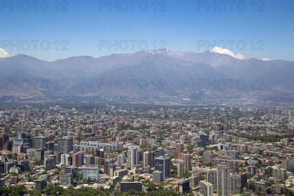 Santiago de Chile, Chile, November 28, 2015: Skyline as seen from the Cerro San Cristobal, South America