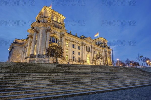 The famous Reichstag, seat of the German Bundestag, in Berlin at sunrise