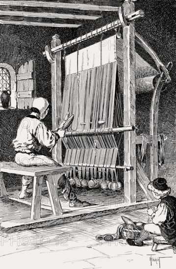 Wool weaver, 14th century, Paris, France, Europe