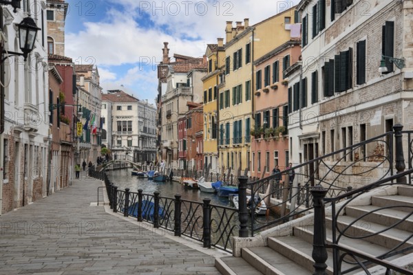 Empty Pathway and Canal in Dorsoduro Quarter, Venice, Italy, Europe