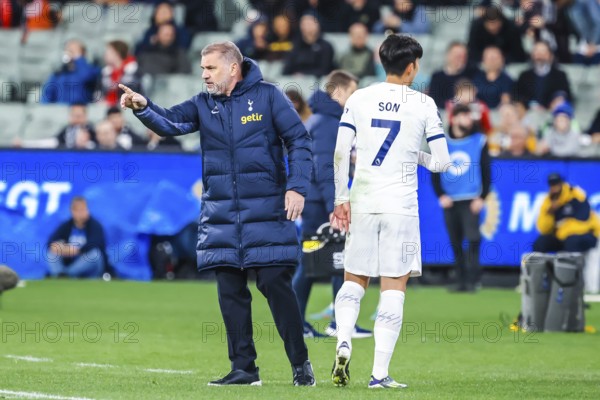 MELBOURNE, AUSTRALIA, MAY 22: Ange Postecoglou of Tottenham Hotspur shouts instructions to his players whilst playing Newcastle United during the Global Football Week at The Melbourne Cricket Ground on May 22, 2024 in Melbourne, Australia, Oceania