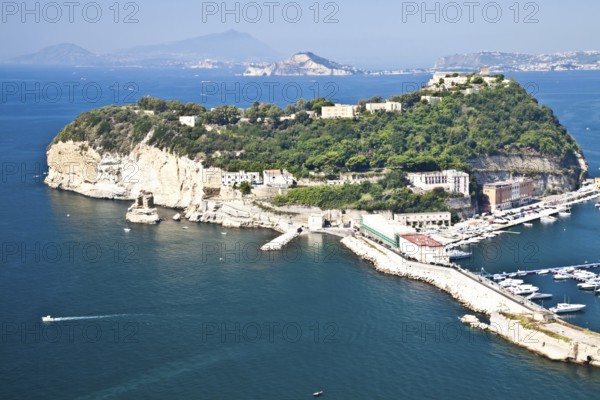 View of Naples Gulf from Pozzuoli. Ischia and Procida Isles on the orizont line