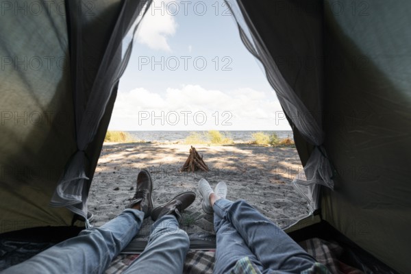 Inside tent with outside view