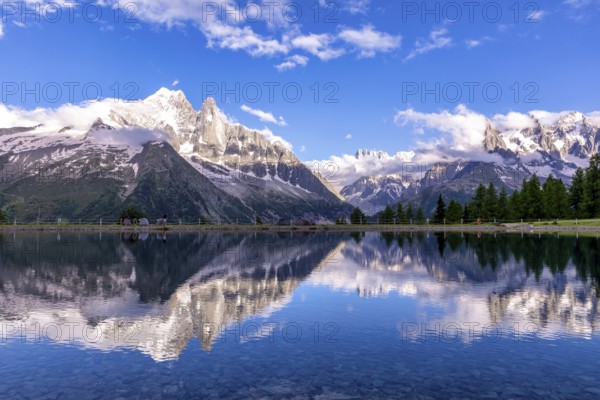 Reflection of Alps near Chamonix, Refuge de La Flégère, France, Europe