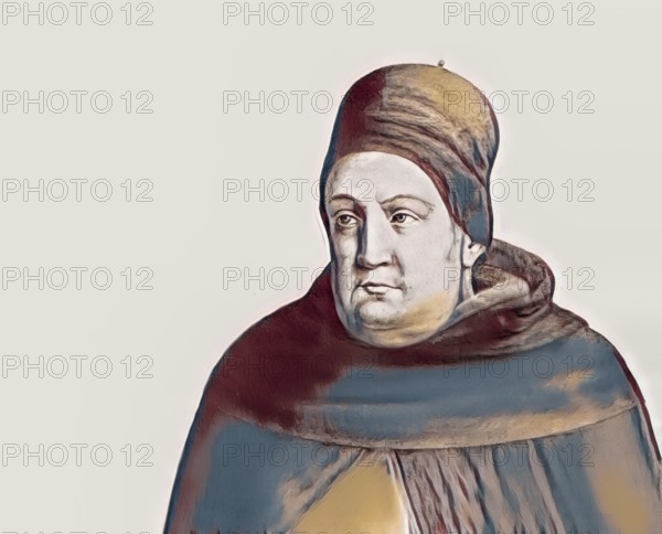 Thomas Aquinas, Thomas von Aquin, Tommaso d'Aquino, c.?1225 – 1274, Italian Dominican friar and priest, philosopher, theologian, and a jurist in the tradition of scholasticism, digitally edited