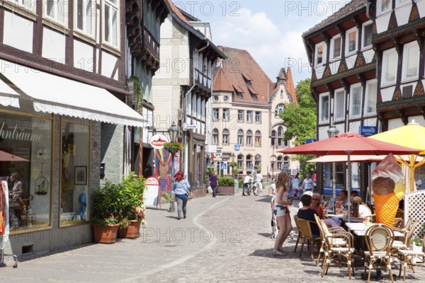 Half-timbered houses in the market square, Einbeck, Lower Saxony, Germany, Europe, Fachwerkhäuser am Marktplatz, Einbeck, Niedersachsen, Deutschland, Europa, Europe