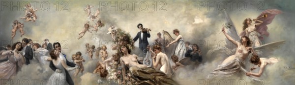 Johann Baptist Strauss II, 1825 – 1899, Austrian composer and violinist, at the Court Ball, by von Wichera, digitally edited