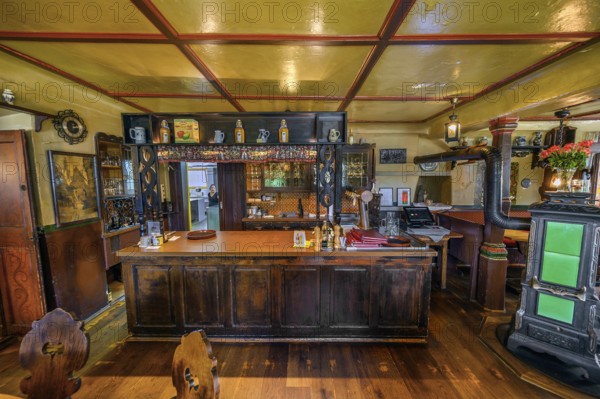 The bar in the Gasthof Adler, heritage-protected historic country inn, built around the year 1500, Großholzleute, Allgäu, Bavaria, Germany, Europe
