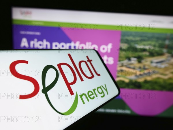 Stuttgart, Germany, 10-30-2023: Cellphone with logo of Nigerian oil company Seplat Energy plc in front of business website. Focus on center of phone display, Europe