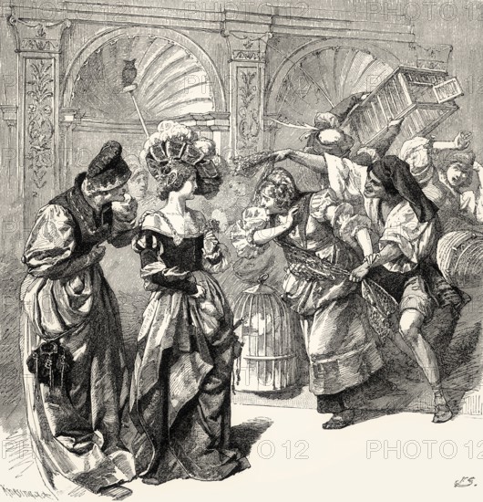 Fishers and bird-catchers, Florentine carnival, Faust II, first act, by Johann Wolfgang von Goethe