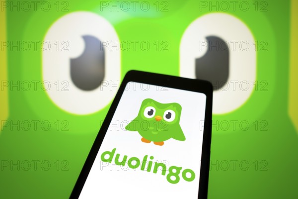 May 10, 2024, Brazil. In this photo illustration, the Duolingo logo is displayed on a smartphone screen