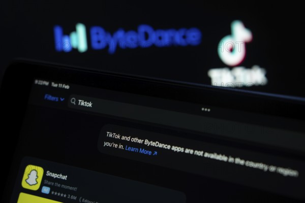Apple App Store on iPad. Showing, TikTok and other ByteDance apps are not available