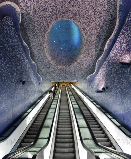 NAPLES, ITALY, MAY 06, 2022, Modern design of the Toledo metro station in downtown Naples, Italy, Europe