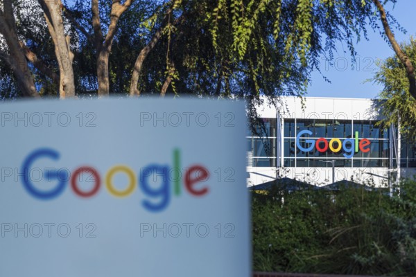 The Google logo seen at Google Headquarters