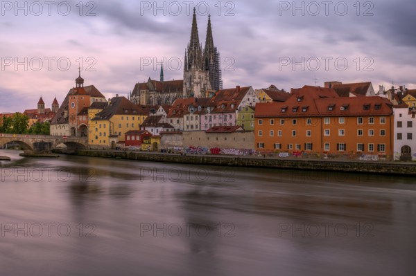 Panoramic view of Regensburg's old town on the Danube in Germany