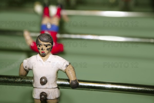Aged table foosball player macro detail