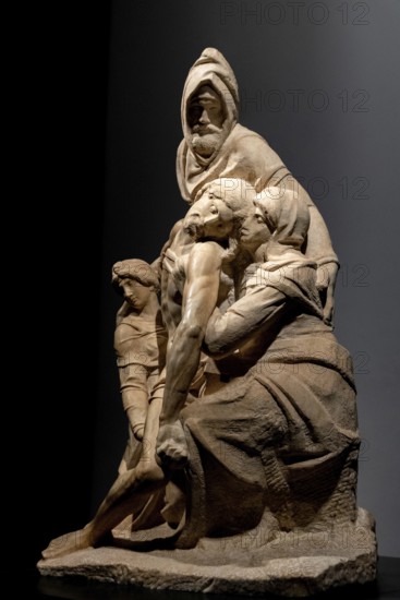 FLORENCE, ITALY, SEPTEMBER 18, 2023, The unfinished Pieta sculpture of Michelangelo in the cathedral museum of Florence, Italy, Europe